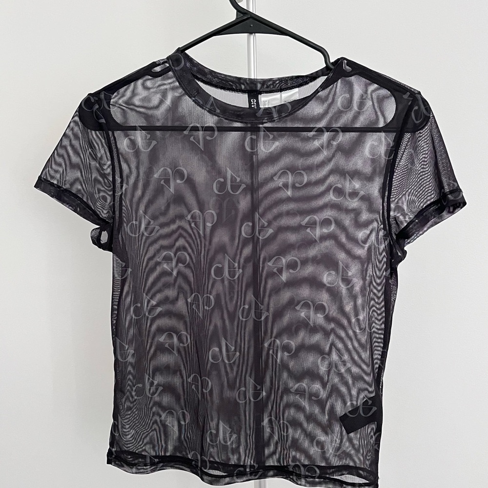 H&M Blackpink Sheer Fitted T-shirt Bodysuit